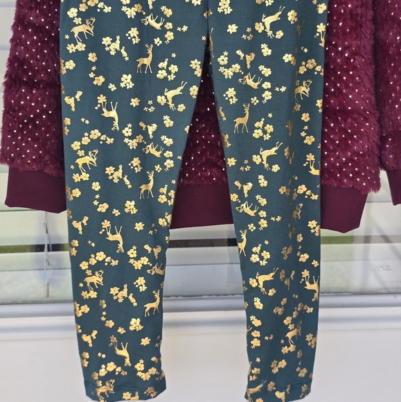 Tahari 2 Piece Set Outfit Sweater & Pants Girls 4T Green Red New - Picture 14 of 15